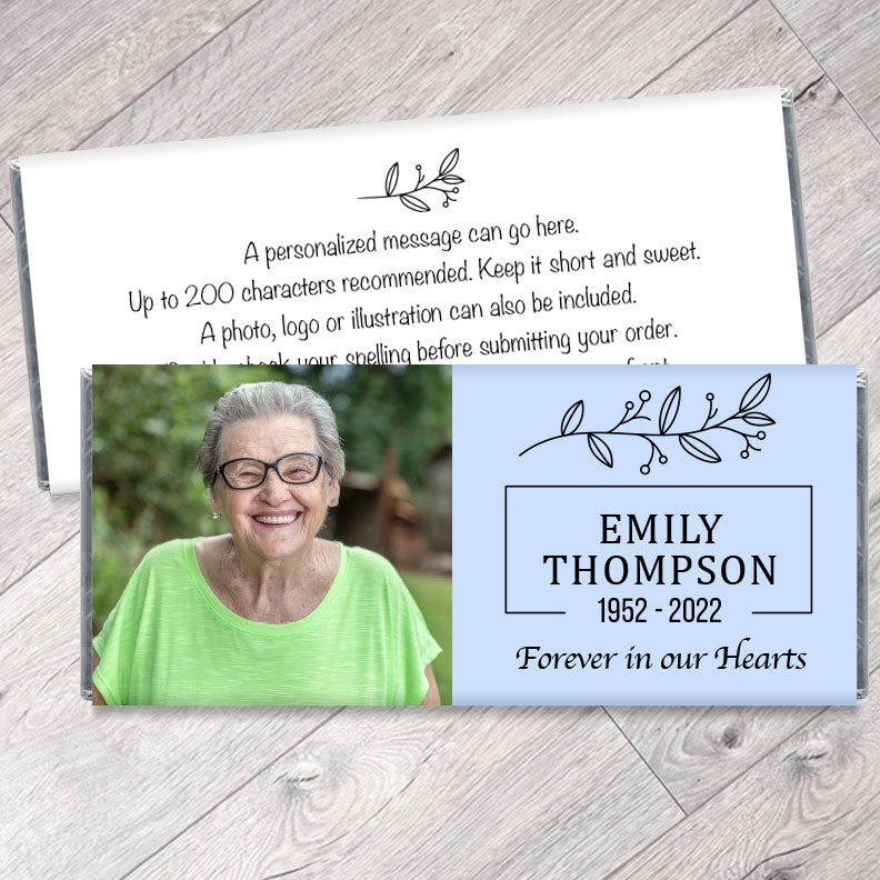 Personalized Photo Memorial Candy Bar Wrappers - Celebration of Life Favors