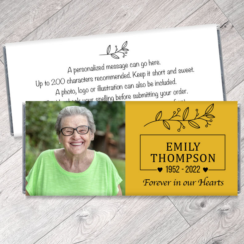 Personalized Photo Memorial Candy Bar Wrappers - Celebration of Life Favors