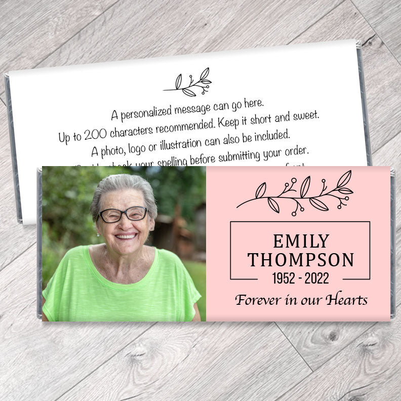 Personalized Photo Memorial Candy Bar Wrappers - Celebration of Life Favors