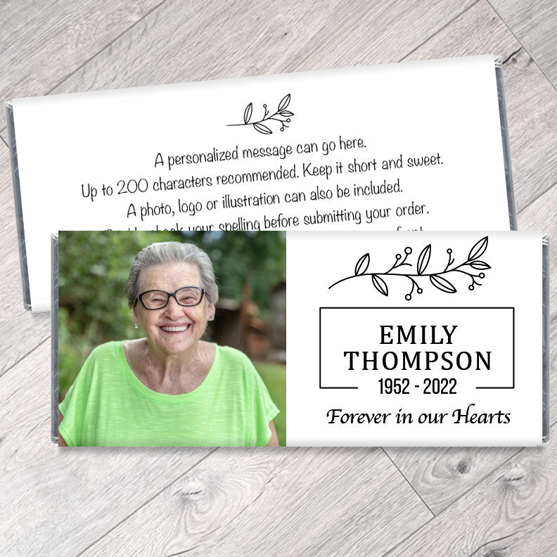Personalized Photo Memorial Candy Bar Wrappers - Celebration of Life Favors
