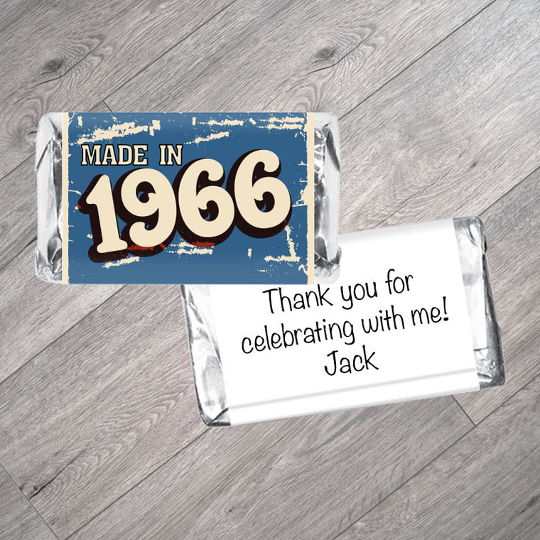 Set of 42 - Made in Adult Birthday Mini Bar Wrappers - Any age