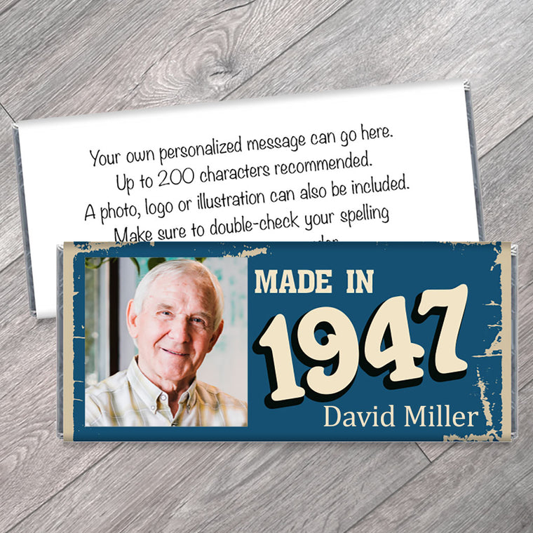 Made In Photo Adult Birthday Candy Bar Wrappers