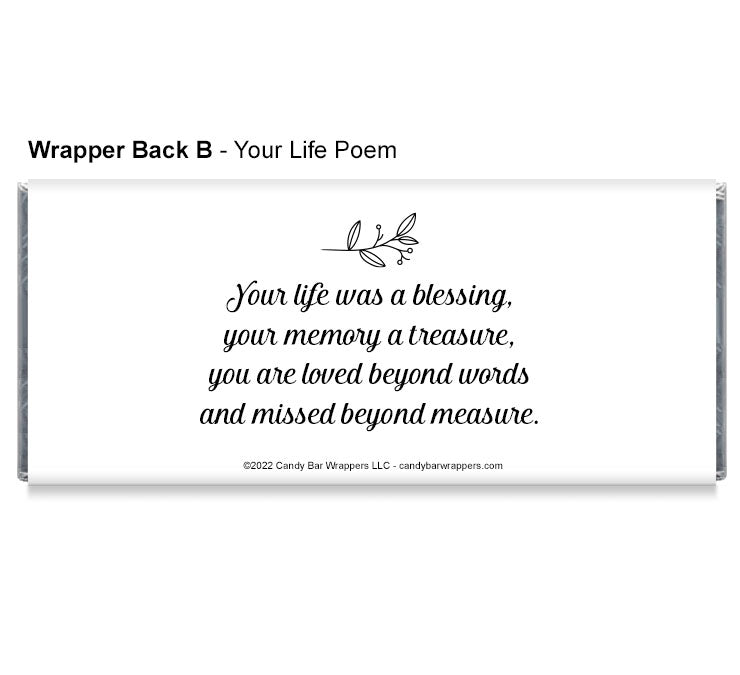 Wrappers Life Personalized Photo Memorial Candy Bar Wrappers - Celebration of Life F ...