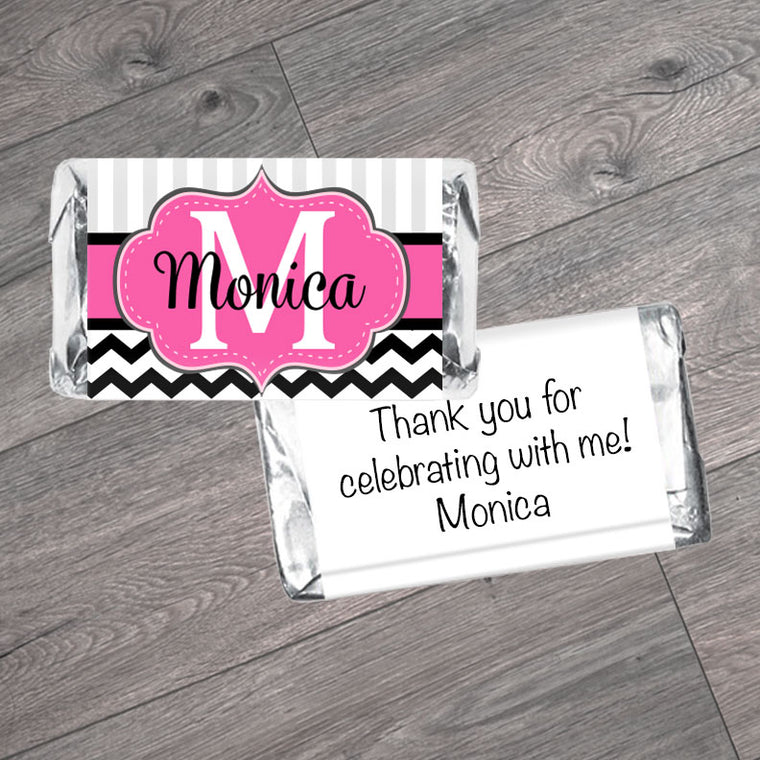 Set of 42 - Monogram Adult Birthday Mini Bar Wrappers