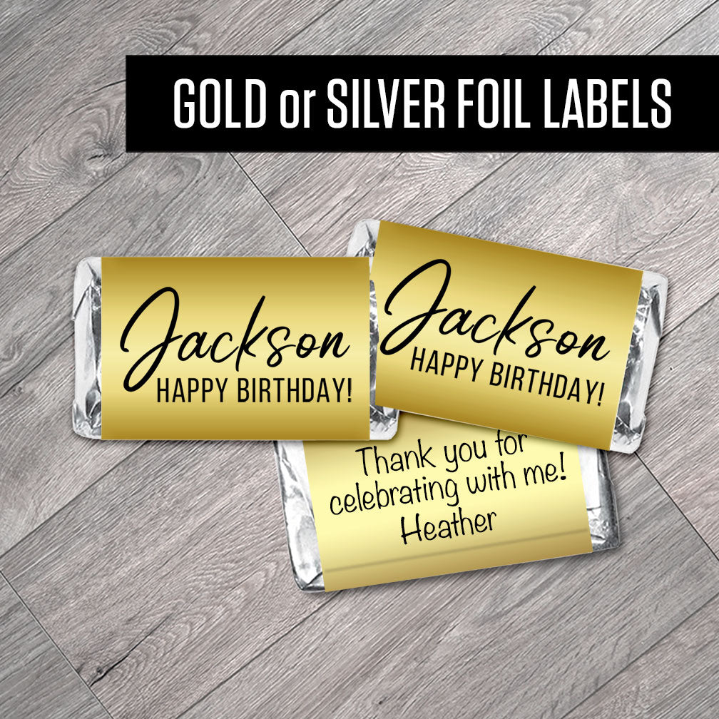 Set of 42 - Personalized with a Name, Silver or Gold Metallic Foil Labels