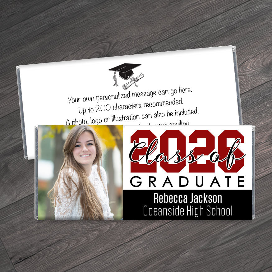 Class of 2026 Graduation Candy Bar Wrappers with Photo