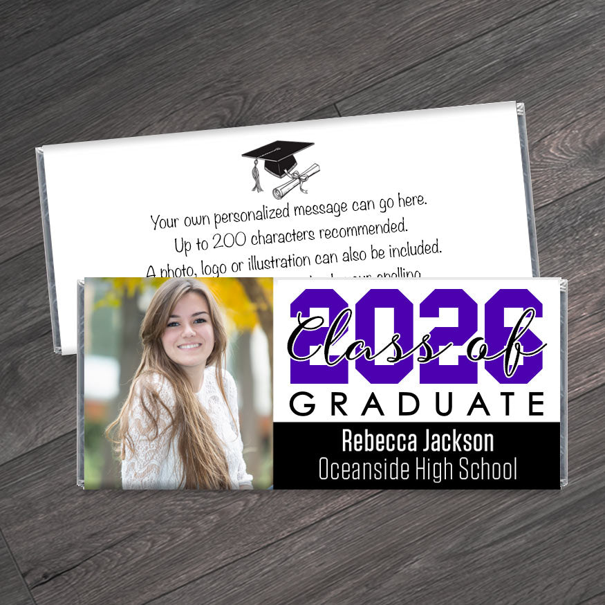 Class of 2026 Graduation Candy Bar Wrappers with Photo