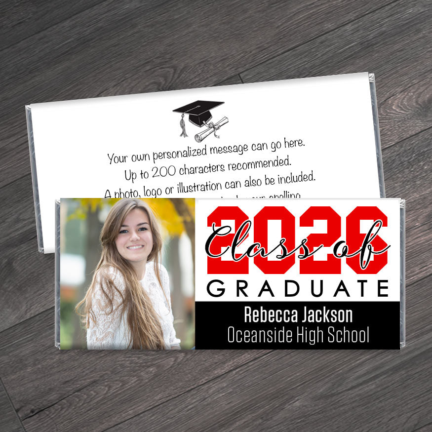 Class of 2026 Graduation Candy Bar Wrappers with Photo
