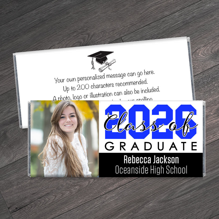 Class of 2026 Graduation Candy Bar Wrappers with Photo