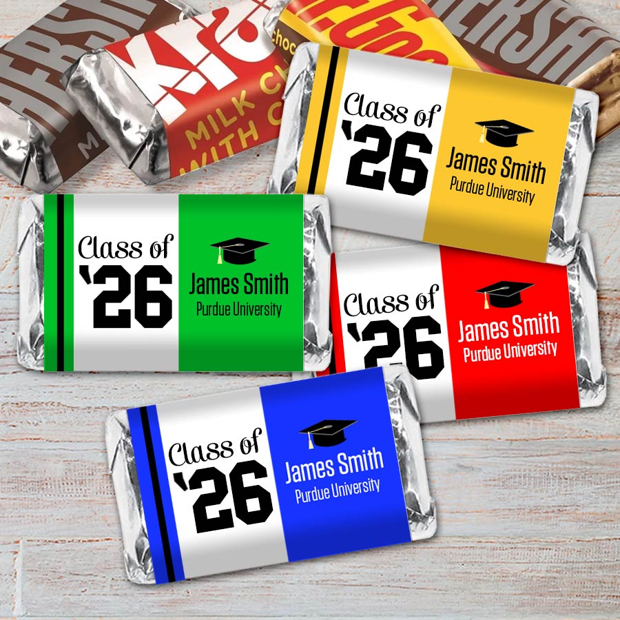 Class of, any year, any color, Graduation Mini Bar Wrappers