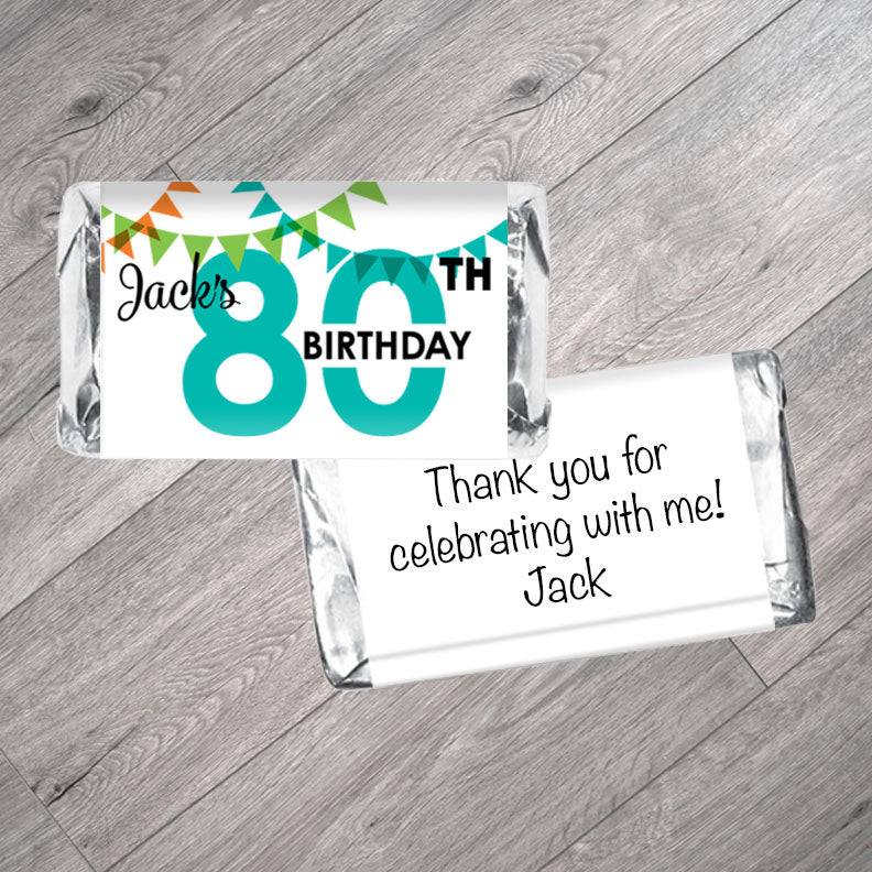 Set of 42 - Any Age, Banner Adult Birthday Mini Bar Wrappers