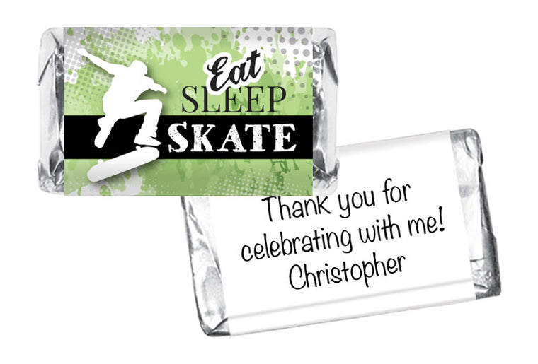Eat Sleep Skate Boy Birthday Mini Bar Wrappers
