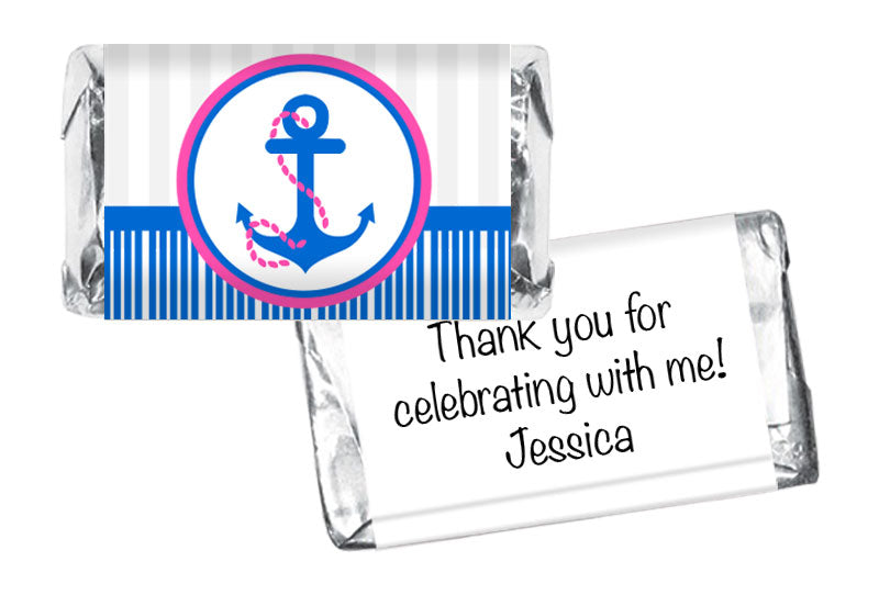 Nautical Anchor Girl Birthday Mini Bar Wrappers