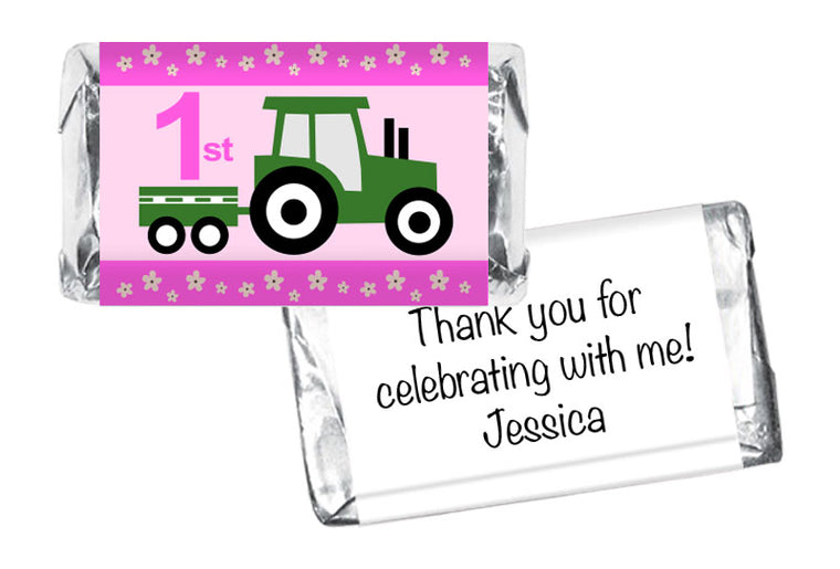 Tractor Girl Birthday Mini Bar Wrappers