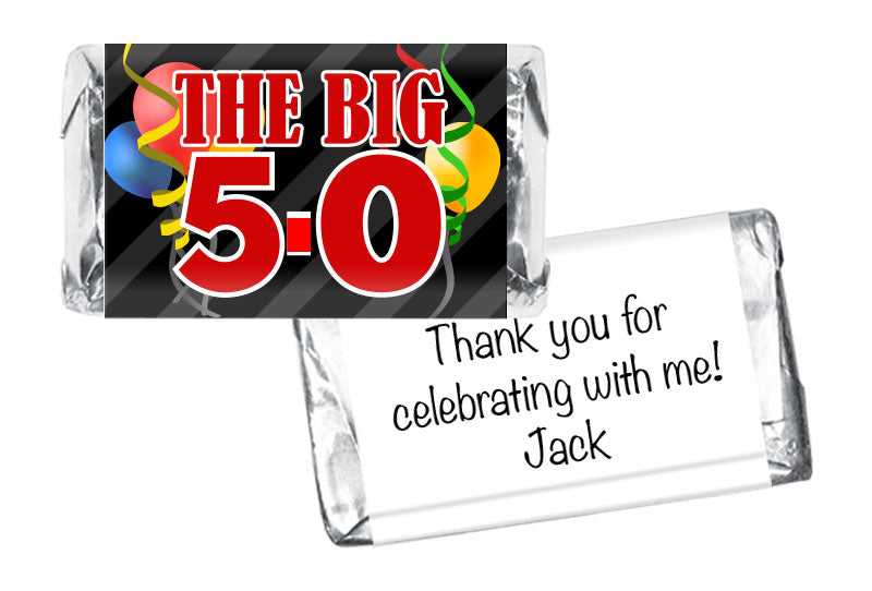 The Big 5-0, any age Adult Birthday Mini Bar Wrappers