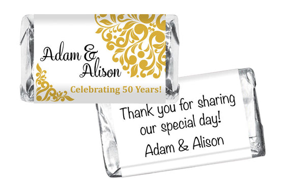 Gold Wedding Anniversary Mini Bar Wrappers