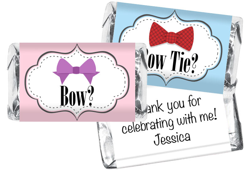 Bow or Bow Tie Gender Reveal Mini Bar Wrappers