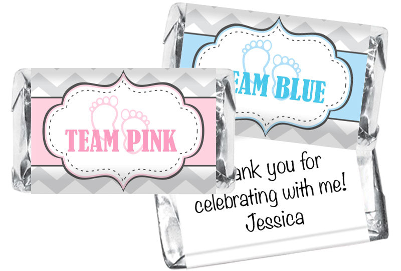 Team Pink Team Blue Chevron Gender Reveal Mini Bar Wrappers