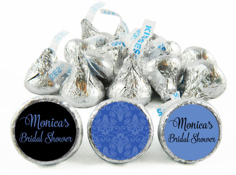 Blue Paisley Bridal Shower Labels for Hershey's Kisses