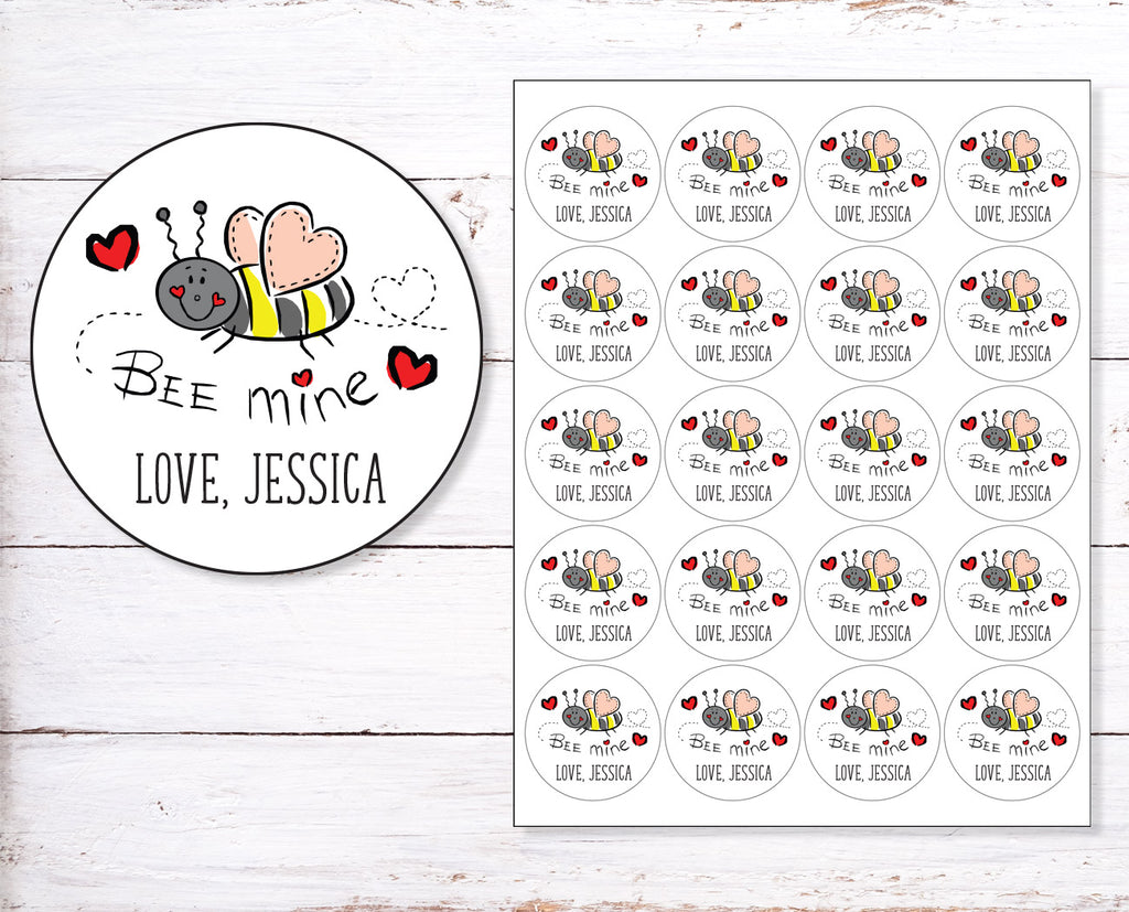 Bee Mine Personalized Valentine's Day Stickers