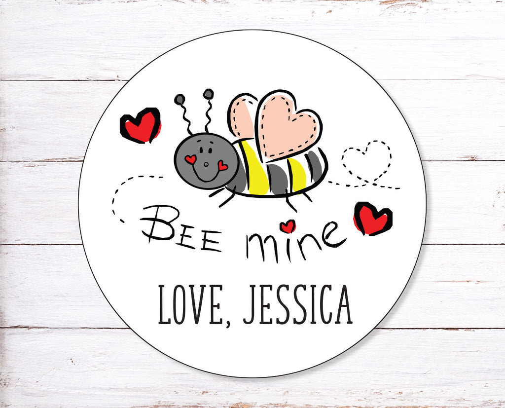 Bee Mine Personalized Valentine's Day Stickers