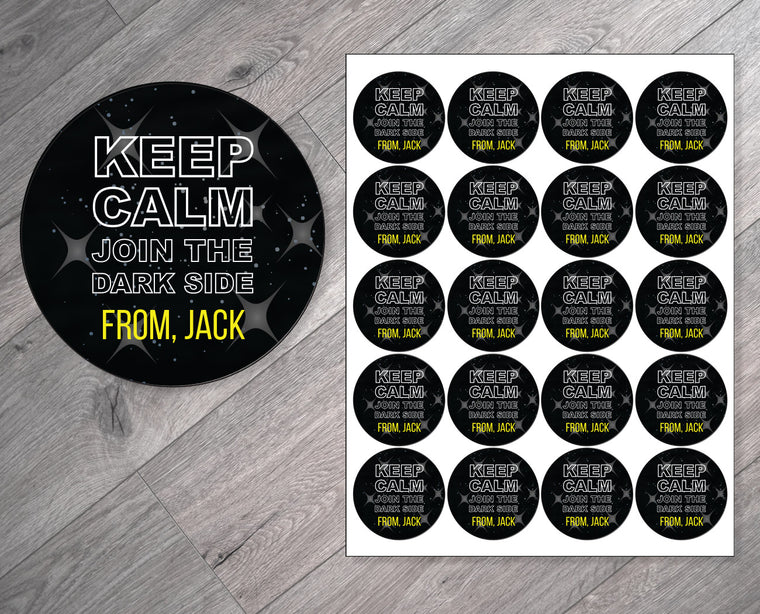 Keep Calm Join the Dark Side Personalized Valentine's Day Stickers