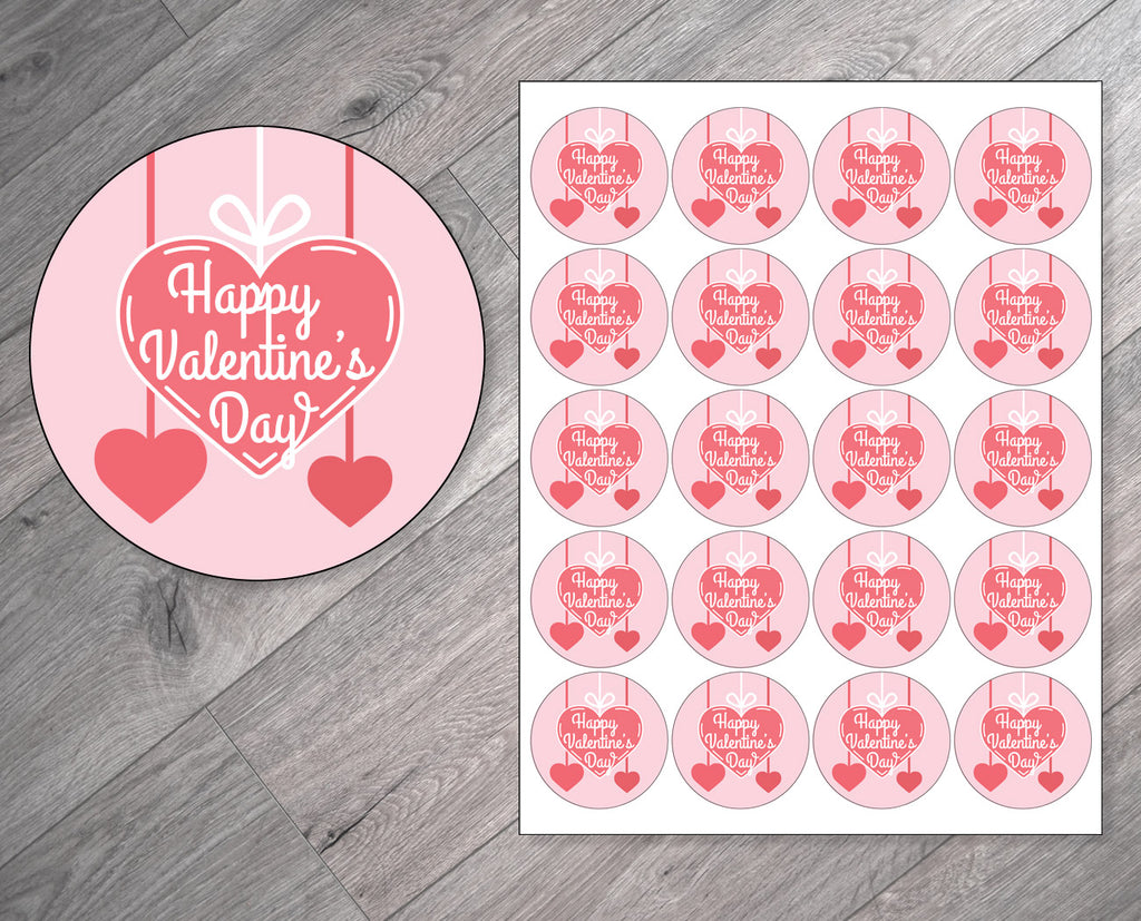 Hanging Hearts Personalized Valentine's Day Stickers