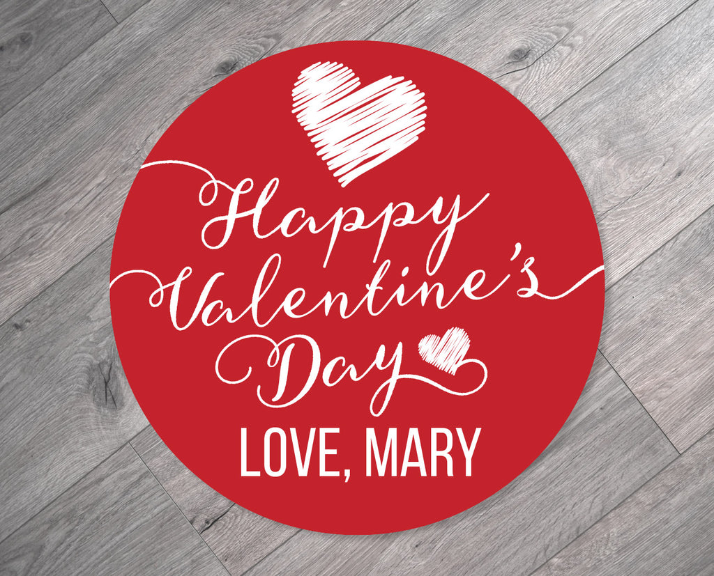 Script on Red Personalized Valentine's Day Stickers