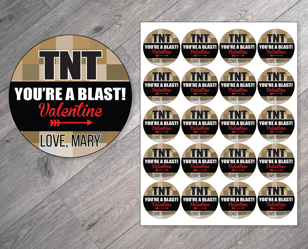TNT You're a Blast Personalized Valentine's Day Stickers