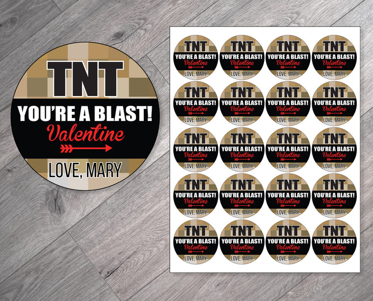 TNT You're a Blast Personalized Valentine's Day Stickers