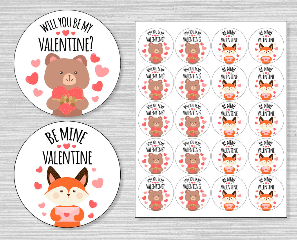 Woodland Creatures Valentine's Day Stickers