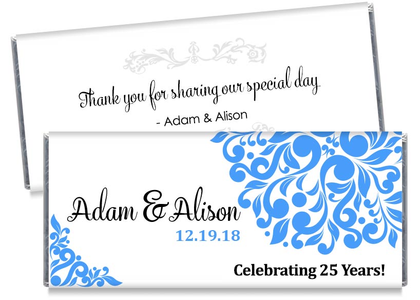 Silver Wedding 25th Anniversary, any year, Anniversary Candy Bar Wrappers