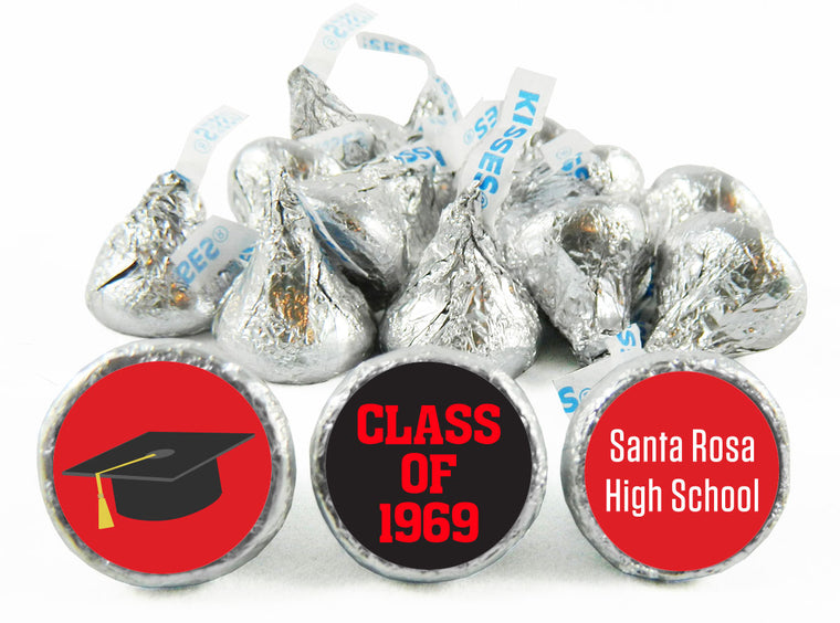 Grad Hat School Reunion Labels for Hershey's Kisses