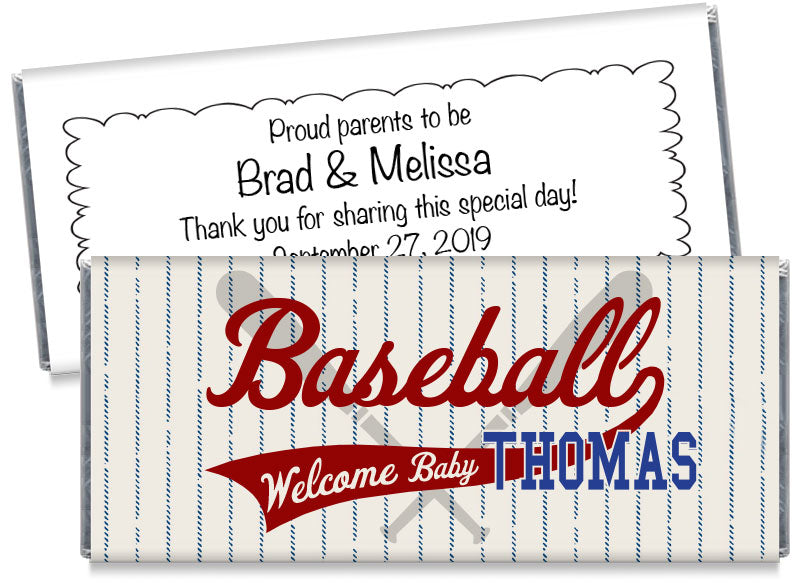 Retro Baseball Boy Baby Shower Candy Bar Wrappers