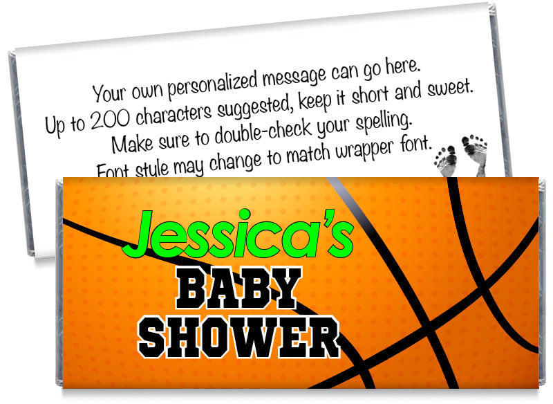 Large Basketball Boy Baby Shower Candy Bar Wrappers