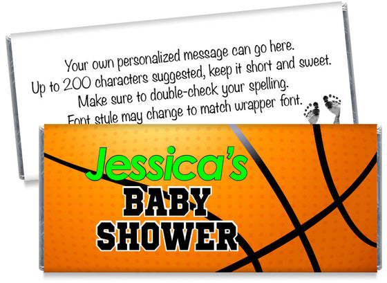 Large Basketball Boy Baby Shower Candy Bar Wrappers