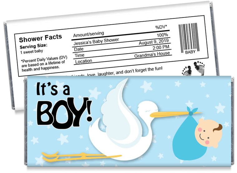 Stork Baby Shower Candy Bar Wrappers