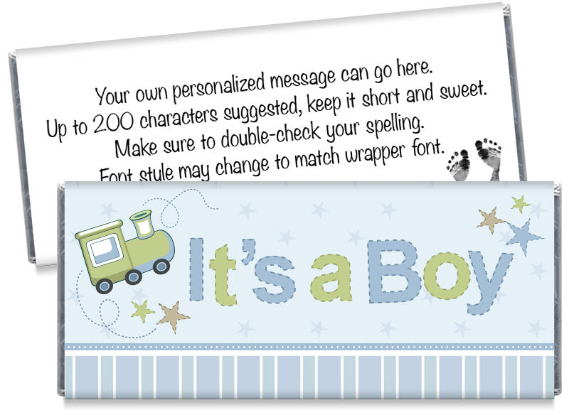 It's a Boy Train Baby Shower Candy Bar Wrappers