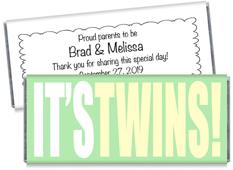 IT'S TWINS! Boy Baby Shower Candy Bar Wrappers