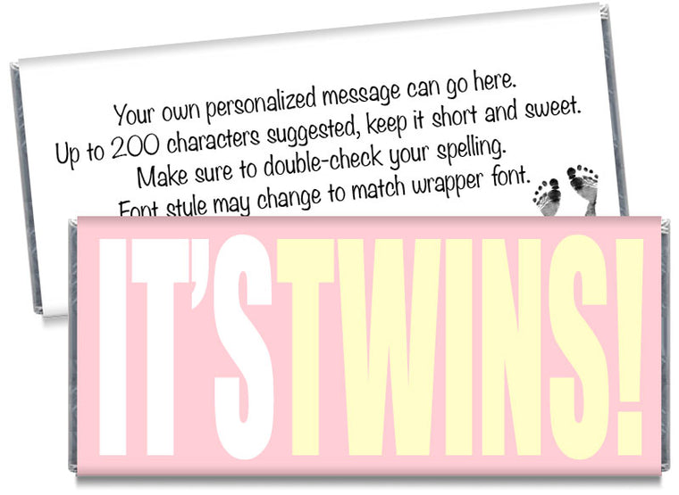 IT'S TWINS! Girl Baby Shower Candy Bar Wrappers