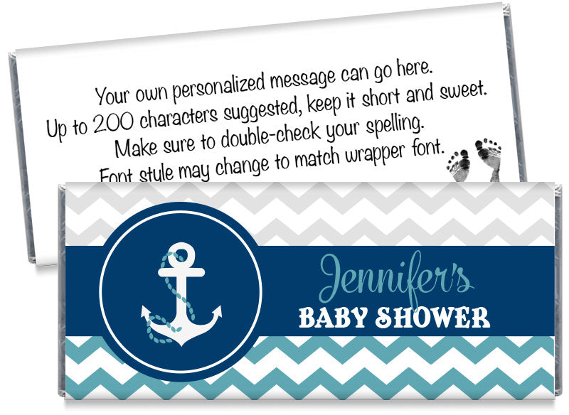 Anchor Nautical Boy Baby Shower Candy Bar Wrappers