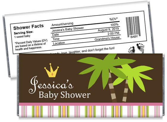 Jungle Princess Girl Baby Shower Candy Bar Wrappers