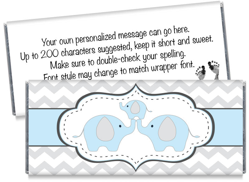 Chevron Elephant Boy Baby Shower Candy Bar Wrappers