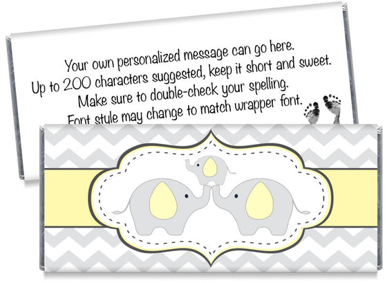 Chevron Elephant Baby Shower Candy Bar Wrappers