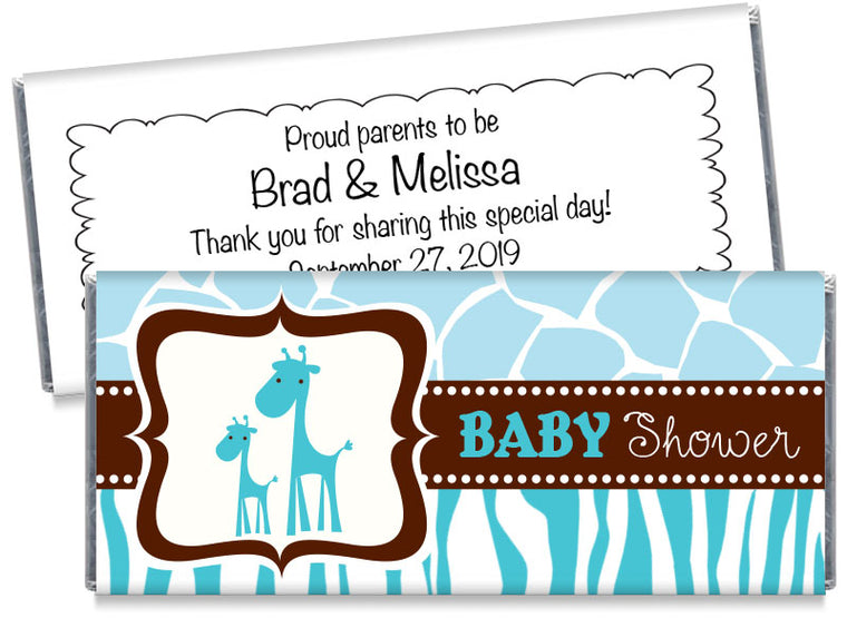 Giraffe Safari Boy Baby Shower Candy Bar Wrappers