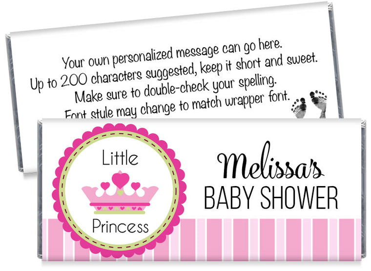 A New Little Princess Girl Baby Shower Candy Bar Wrappers