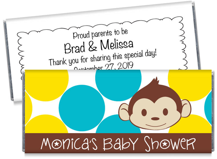 Mod Monkey Dots Boy Baby Shower Candy Bar Wrappers