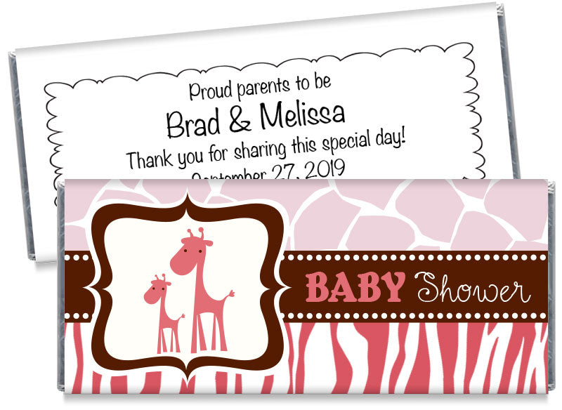 Giraffe Safari Girl Baby Shower Candy Bar Wrappers