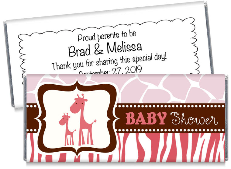 Giraffe Safari Girl Baby Shower Candy Bar Wrappers