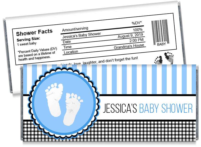 Sweet Baby Feet Boy Baby Shower Candy Bar Wrappers